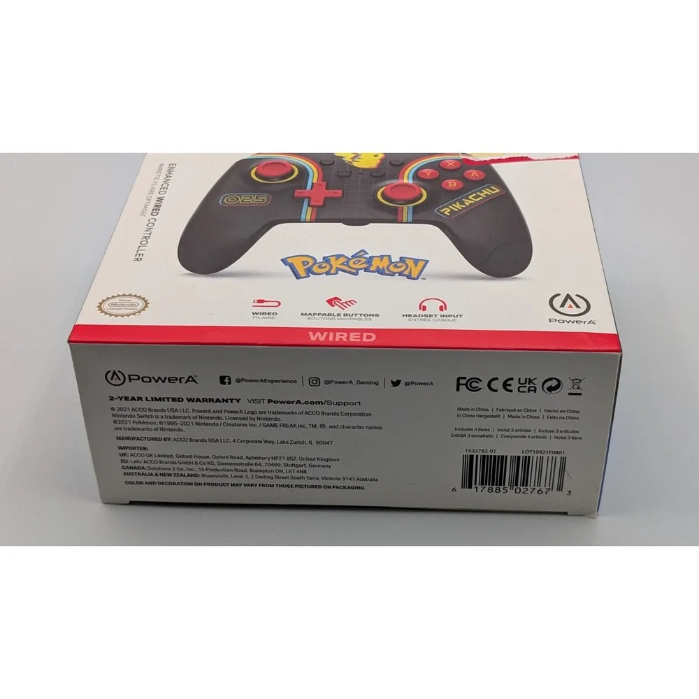 Pokemon: Pikachu PowerA Nintendo Switch Enhanced Wired Controller